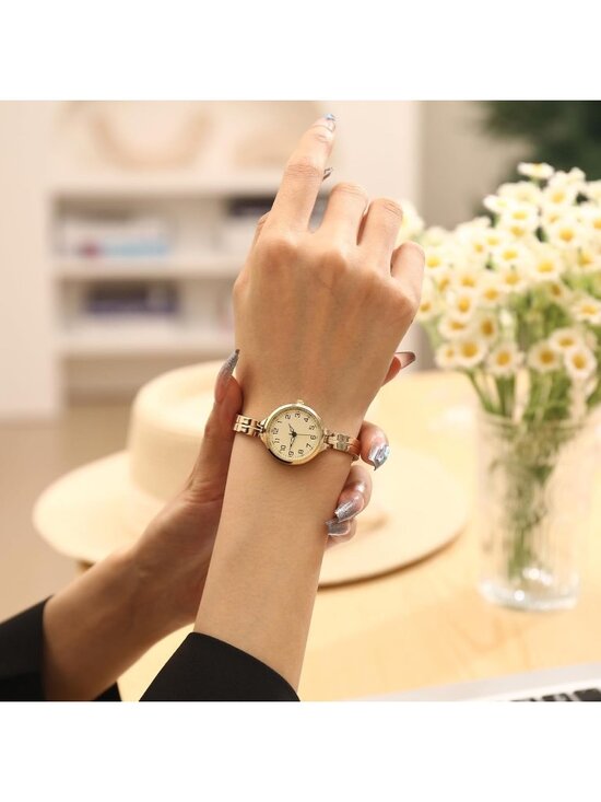 Women\'s Gold Quartz Bracelet Solid Reloj Para Mujer Small Dainty Wrist Watch main image 4